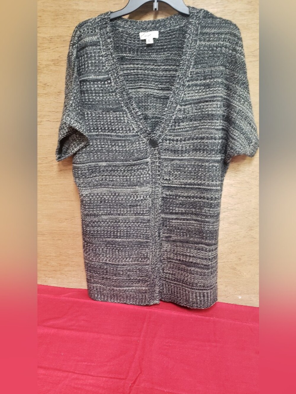 Kim Rogers Black And White One Button Cardigan XL